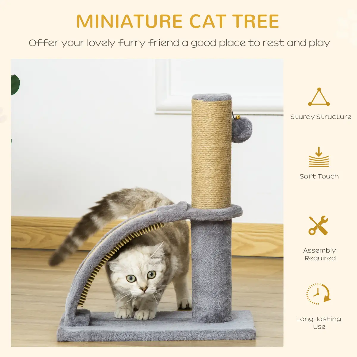 Pawhut Cat Tree Climbing Activity Center with Scratching Massage Board Hanging Ball - Cat Tree