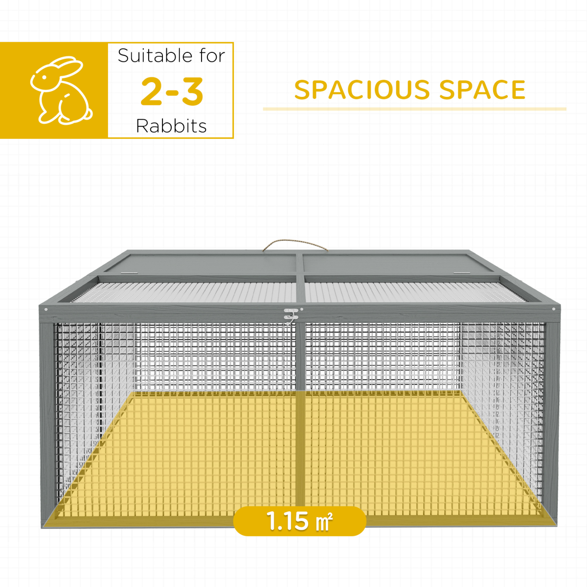 PawHut Wooden Folding Rabbit Run for 2-3 Rabbits, Guinea Pig, Grey - from PawHut
