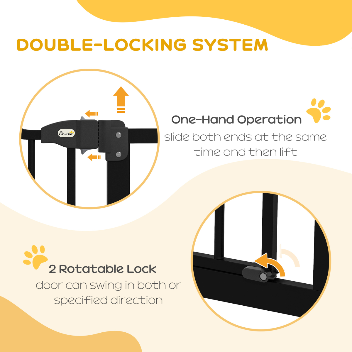 PawHut 74-100cm Adjustable Metal Pet Gate Safety Barrier w/Auto-Close Door Black - from PawHut