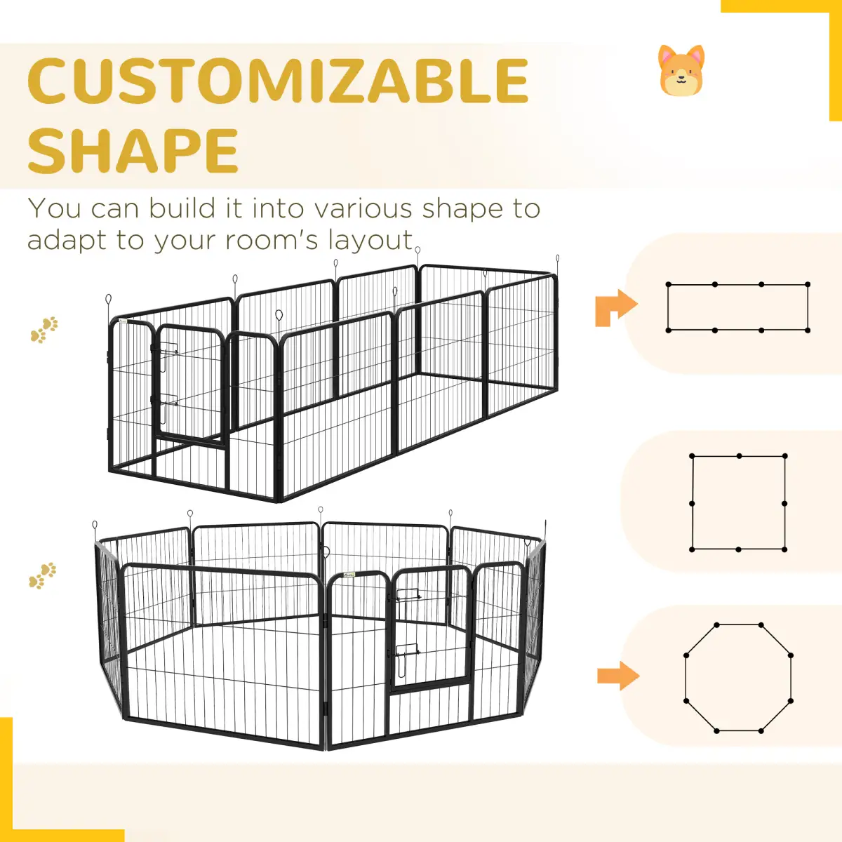 PawHut Pawhut Pet Pen Guinea Dog Pig Puppy Playpen Play House Steel Hutch Metel Black - Pet Playpen