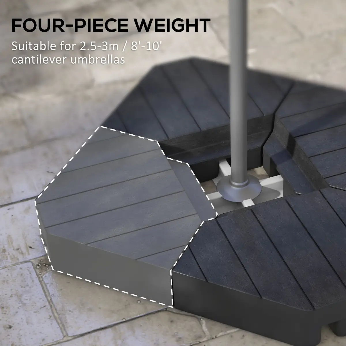 Outsunny Outsunny Umbrella Weights for Offset Parasols, 80kg Sand or 60kg Water Filled - Parasol