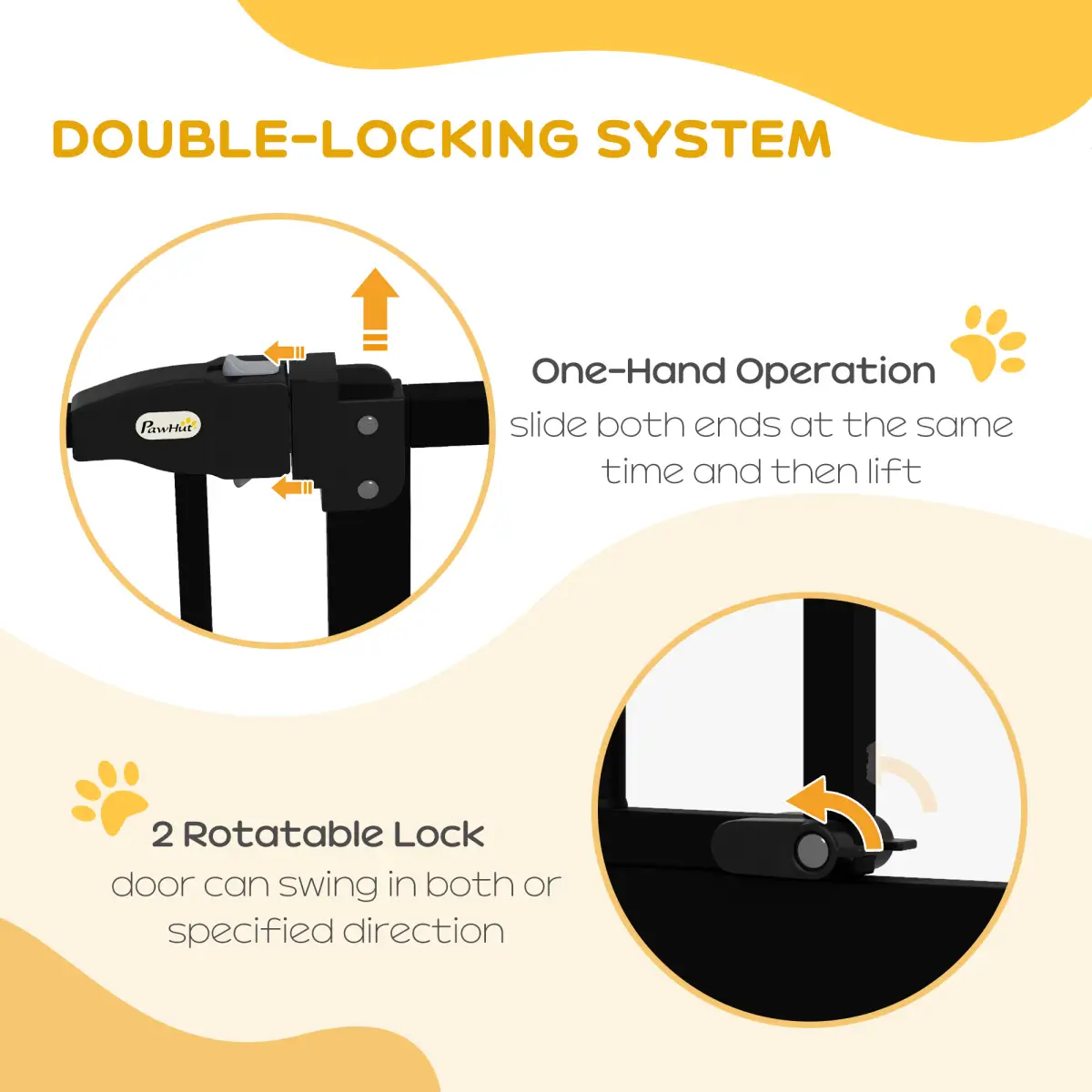 PawHut PawHut 74-80cm Adjustable Metal Pet Gate Safety Barrier w/ Auto-Close Black - Pet Gate