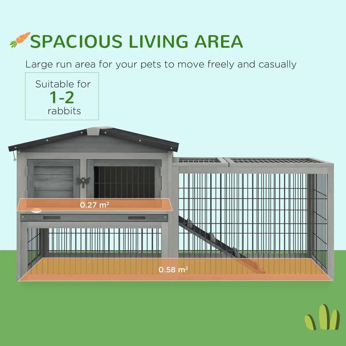 PawHut Pawhut Rabbit Hutch Pet House Outdoor Run Design w/ Water-Resistant Paint Ramp - Rabbit Hutch