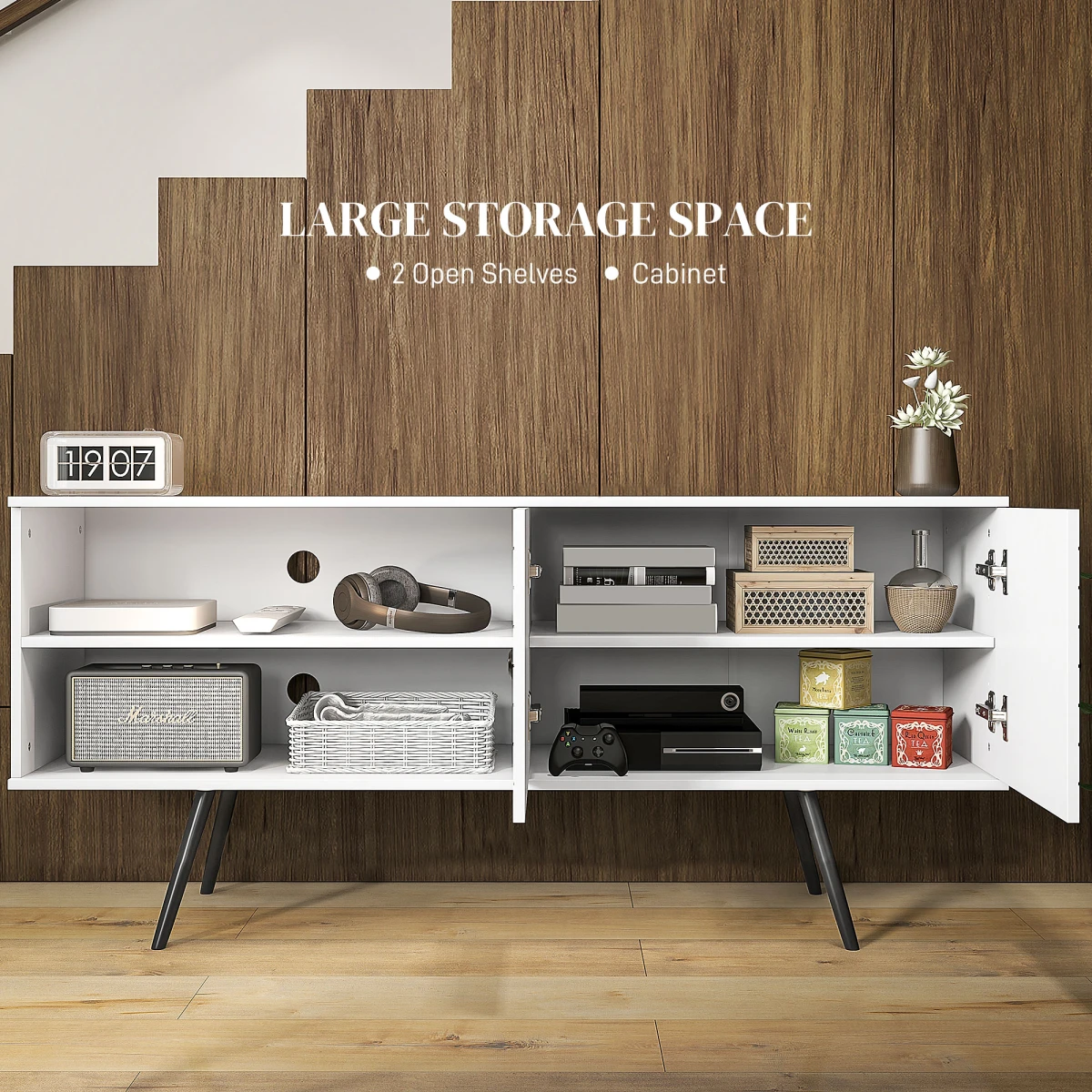 HOMCOM HOMCOM TV Unit 65Inch White With Door And Shelves LivingRoom - TV Unit
