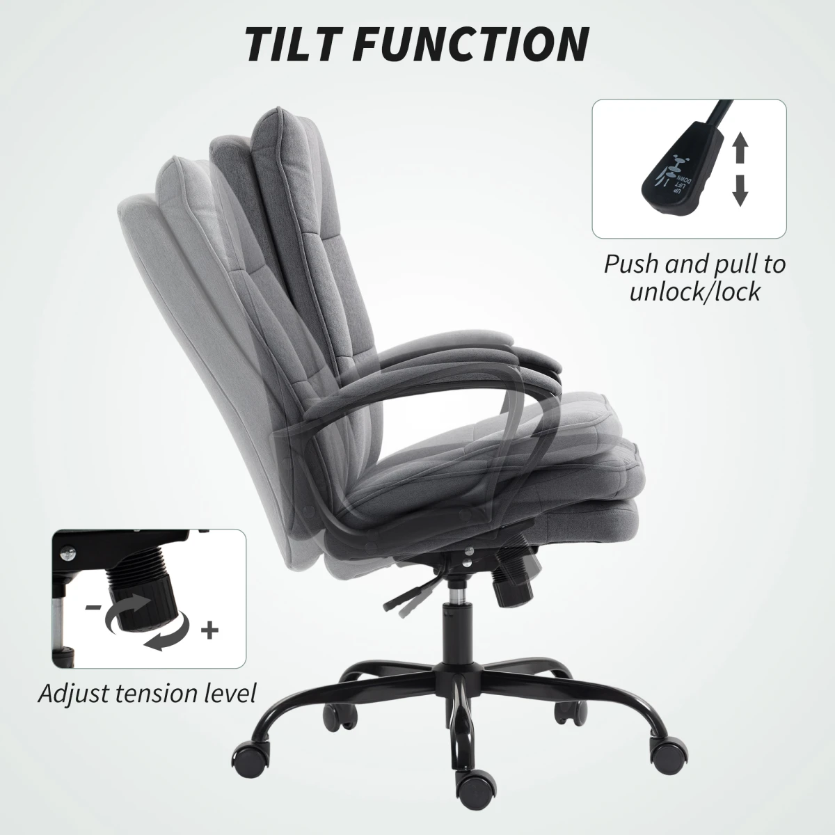 HOMCOM HOMCOM Fabric Office Chair With Adjustable Height Tilt 5 Wheel Ergonomic Home Desk Chair - Office Chair