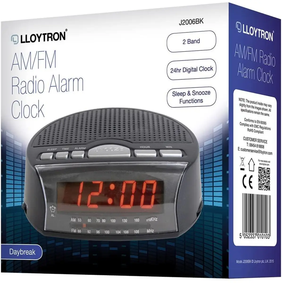 Lloytron Lloytron 'Daybreak' Alarm Clock Radio - Black J2006BK - Clock