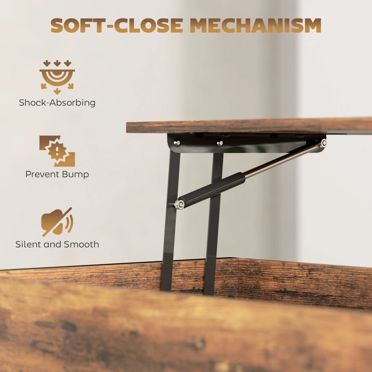 HOMCOM Industrial Lift Top Coffee Table With Storage Shelf Rustic Brown For Living Room And Home Office by HOMCOM
