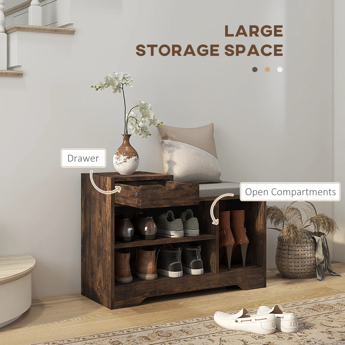 HOMCOM Shoe Bench Compact Drawer Entryway by HOMCOM