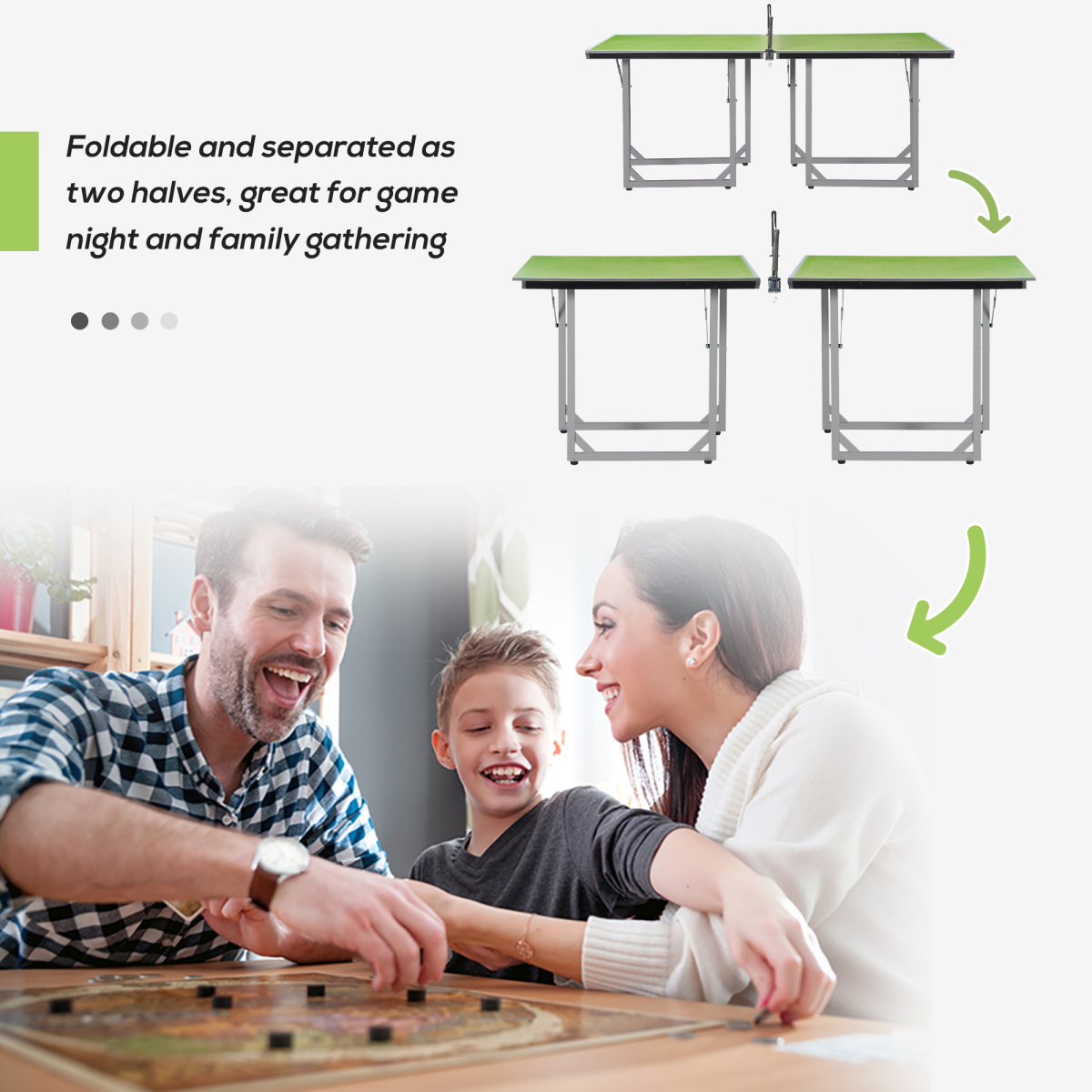 Tennis Table Ping Pong Foldable with Net Game Steel 182cm Indoor, Green HOMCOM - from Unbranded