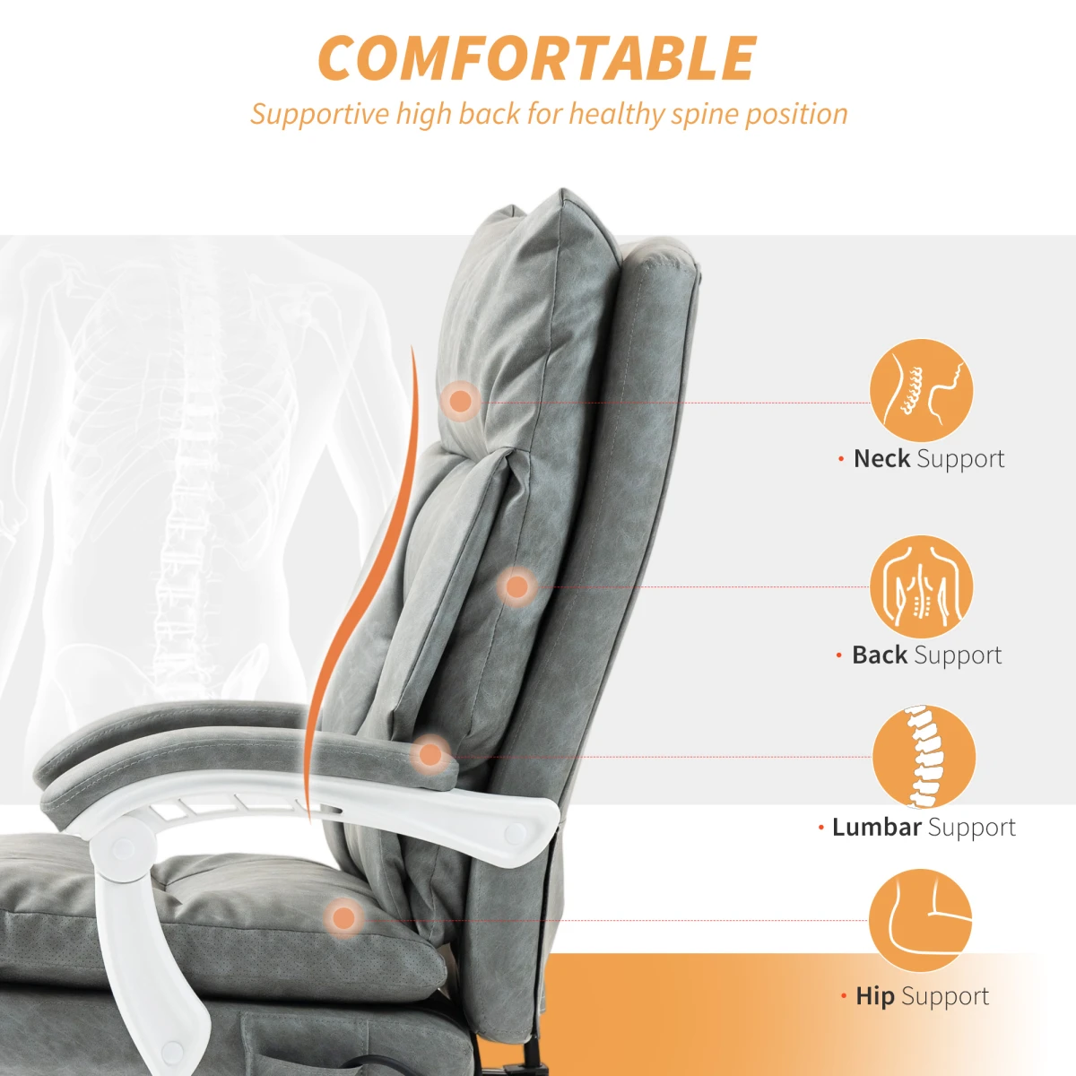 Homcom Office Chair High Back Adjustable Lumbar Home Office by HOMCOM