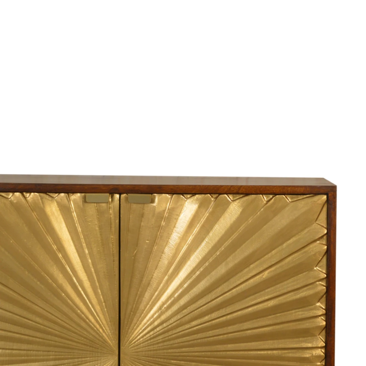 Artisan Cabinet H80cm Mango Wood Brass Doors Sunburst Pattern For Living Room Storage by Artisan Furniture