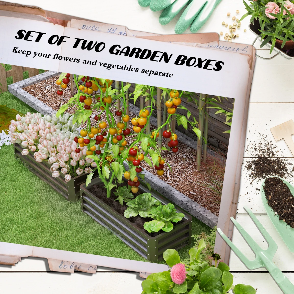 Outsunny Outsunny Planter Box Two Pack Galvanised Steel Patio - Planters