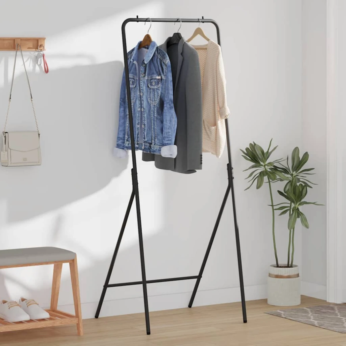 vidaXL vidaXL Clothes Rack 60 x 53 x 155 cm Steel Modern Minimalist Indoor Stand Space Saving Design For Small Living Spaces - Wardrobe