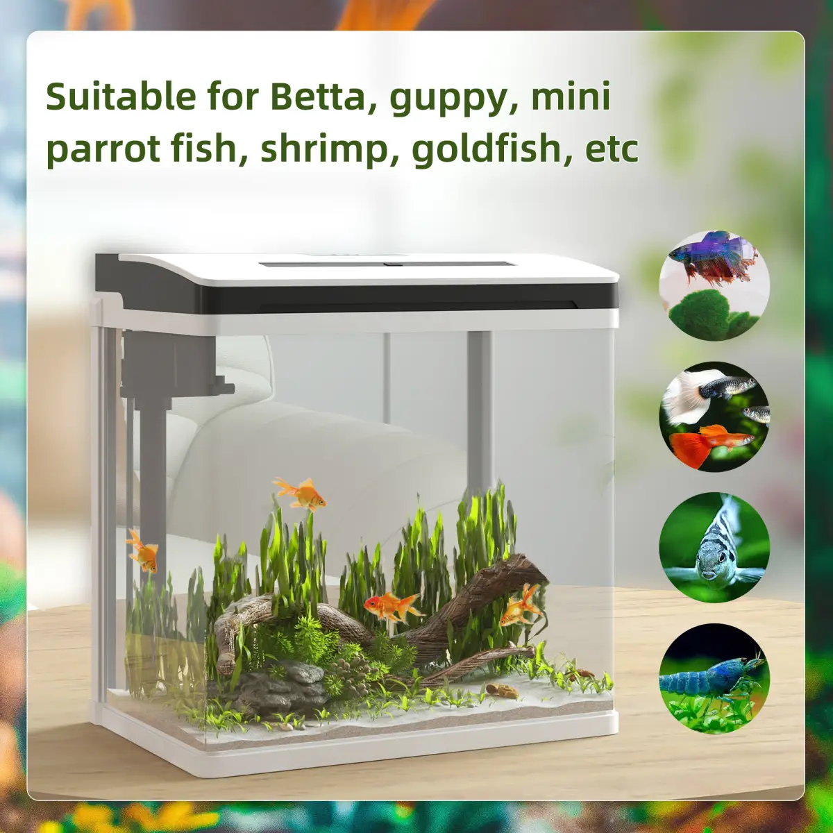 PawHut PawHut Aquarium 13L Glass Fish Tank w/ Filter, LED Lighting, Water Pump - Aquariums