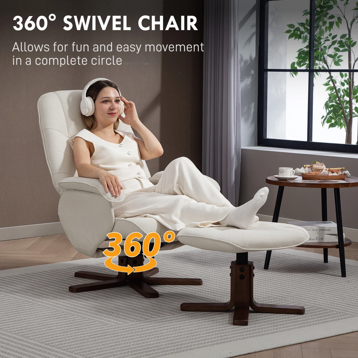 HOMCOM HOMCOM Swivel Recliner Chair Size M With Footstool For Rest - Recliner