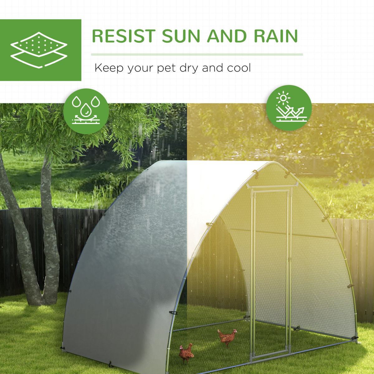 PawHut Walk-In Chicken Run with Cover, for 4-6 Chickens, 3 x 1.9 x 2.2m - from PawHut