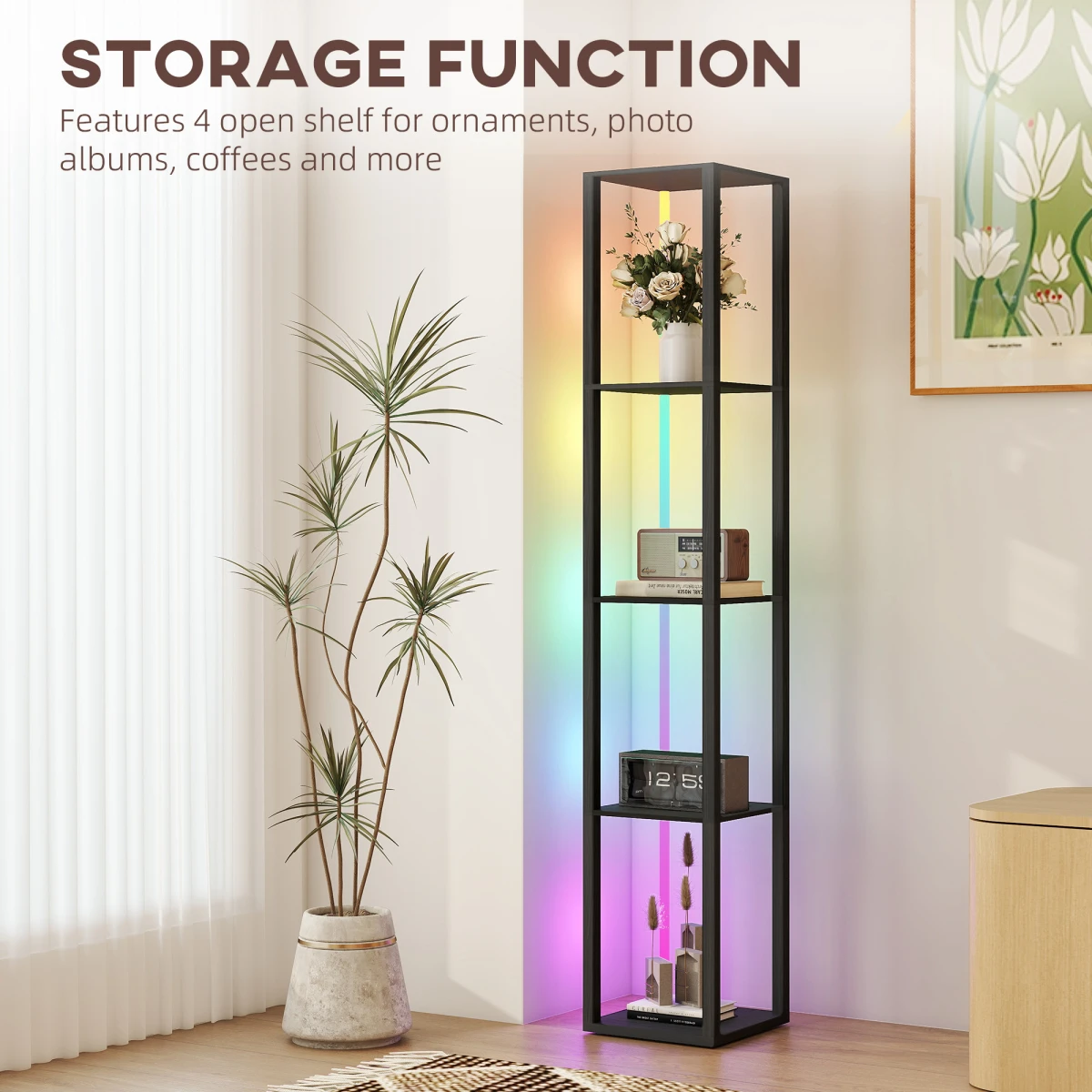Premium Floor Lamp 4-Tier RGB LED Remote Home by N/A