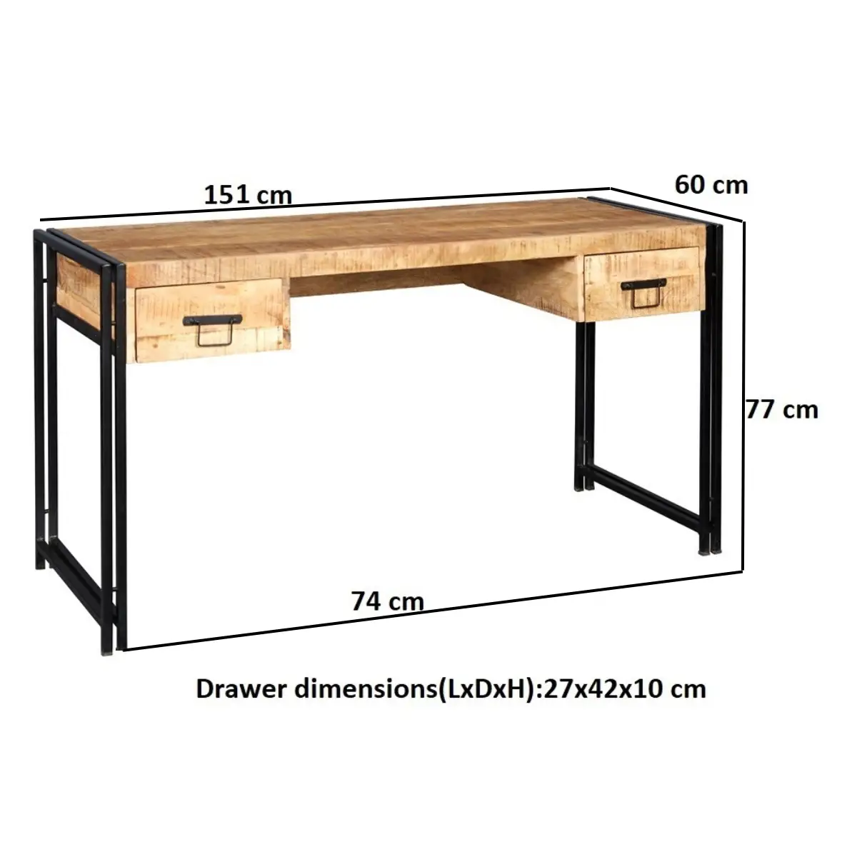 Indian Hub Cosmo Industrial Desk - Desk