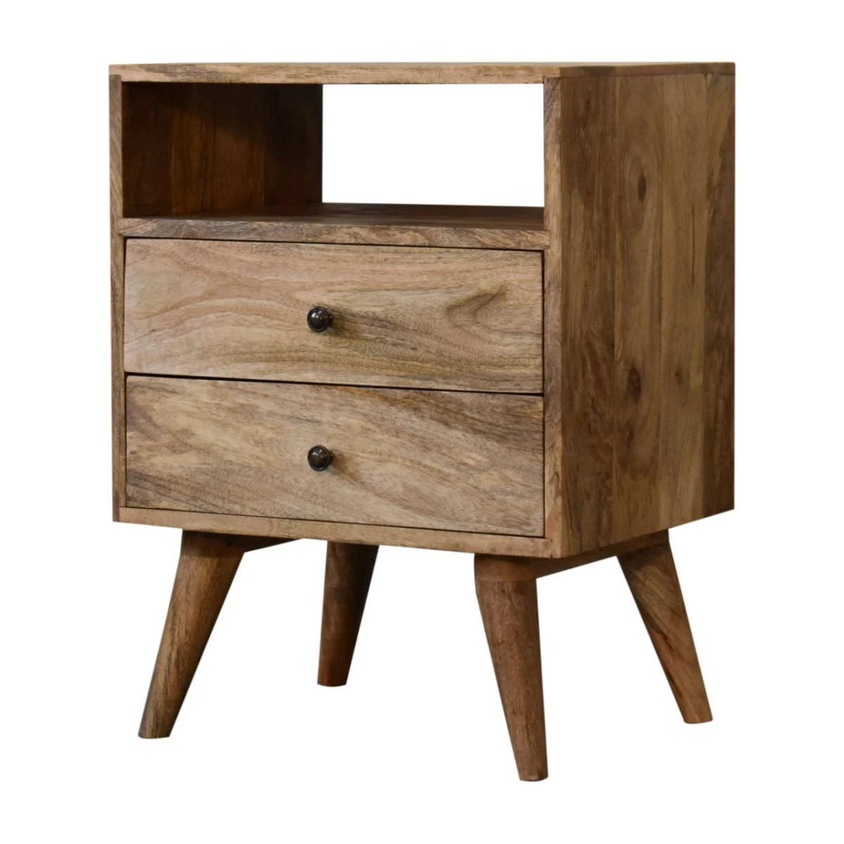 Artisan Bedside Table Standard Size Solid Mango Wood Brass Knob Nightstand For Bedroom Decor by Artisan Furniture