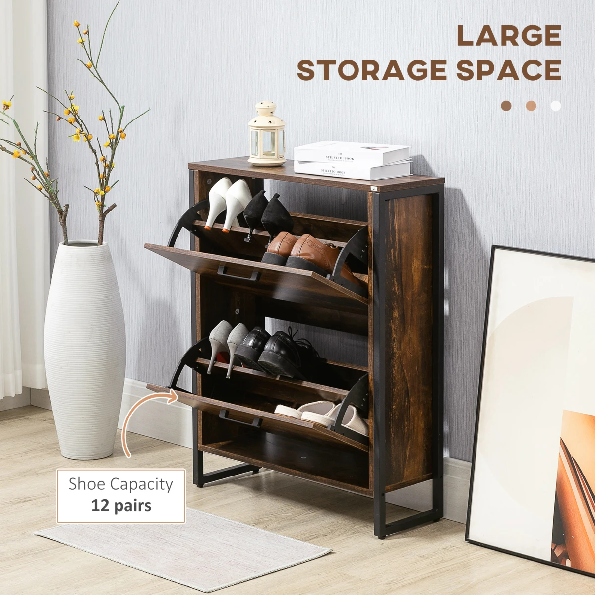 HOMCOM HOMCOM Shoe Cabinet Slim Two Drawers Entryway - Shoe Storage