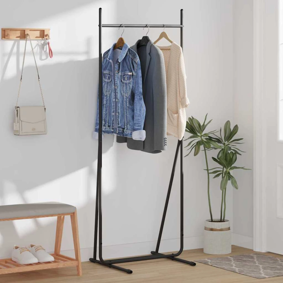 VidaXL Clothes Rack 62 x 48 x 158 cm Steel Minimalist Modern Wardrobe Organizer For Home by vidaXL