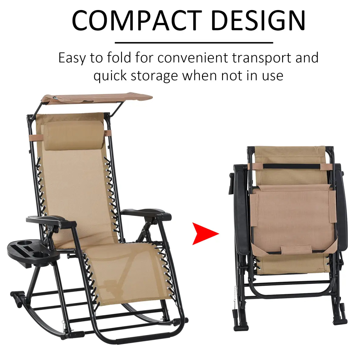Unbranded Folding Recliner Chair Outdoor Lounge Rocker Zero-Gravity Seat w/ Adjustable - Sun Lounger