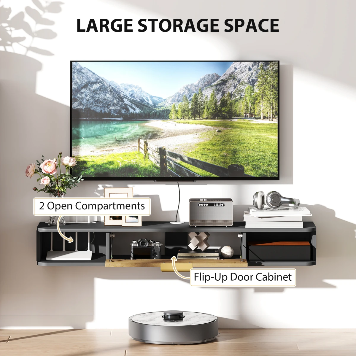 HOMCOM TV Console 120 cm with Cable Holes for Living Room - TV Unit