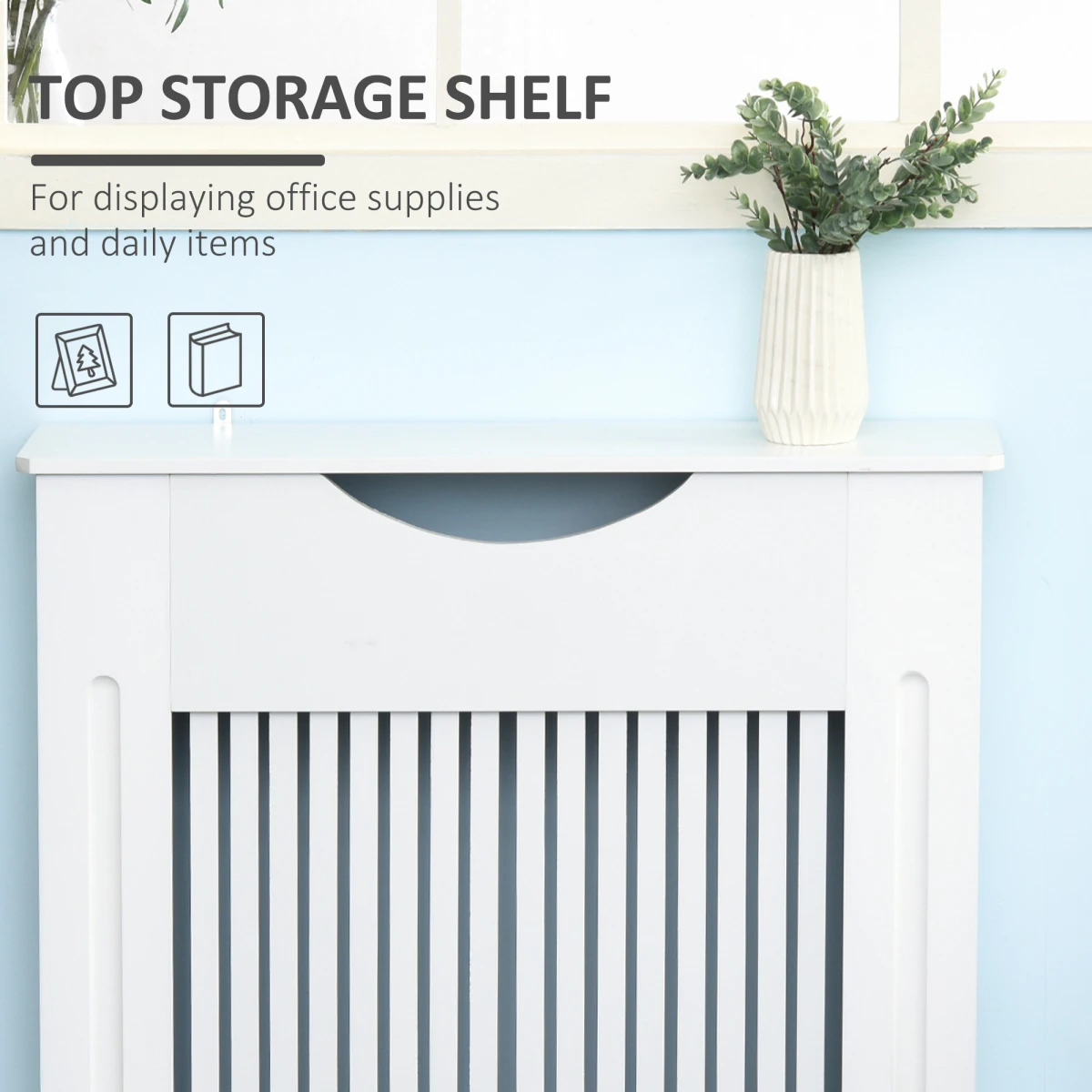 HOMCOM Radiator Cover Slatted Front White Home by HOMCOM