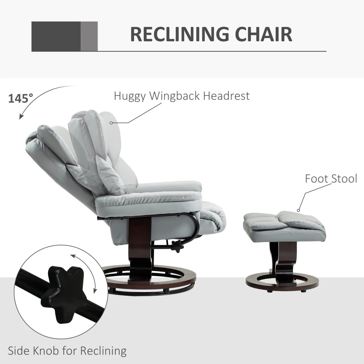HOMCOM PU Leather Manual Reclining Armchair Compact Padded by HOMCOM