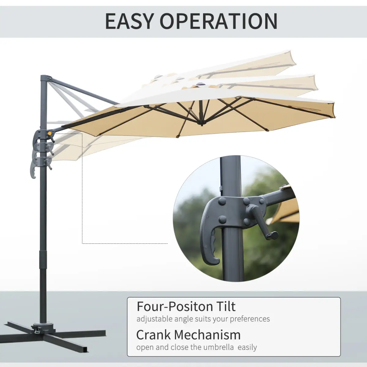 Outsunny Outsunny Umbrella Parasol W/360� Rotation and Cross Base-Beige - Parasol