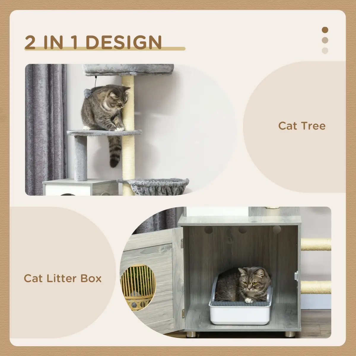 PawHut PawHut Cat Litter Box Enclosure, with Cat House, Bed, Scratching Posts, Platform - Cat Tree