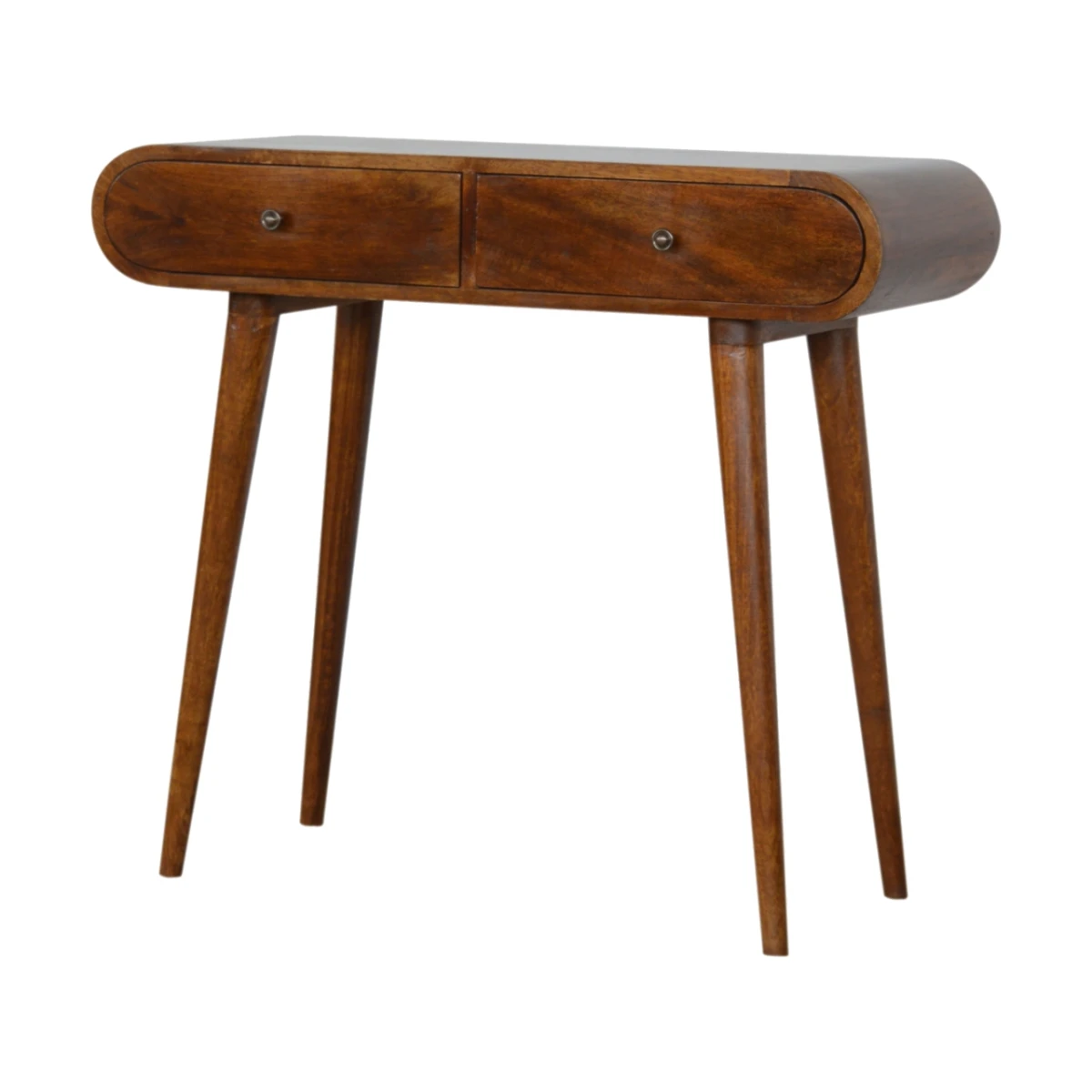 Artisan Mango Wood Compact Console Table London Chestnut Finish With 2 Drawers Nordic Legs Living Room by Artisan Furniture