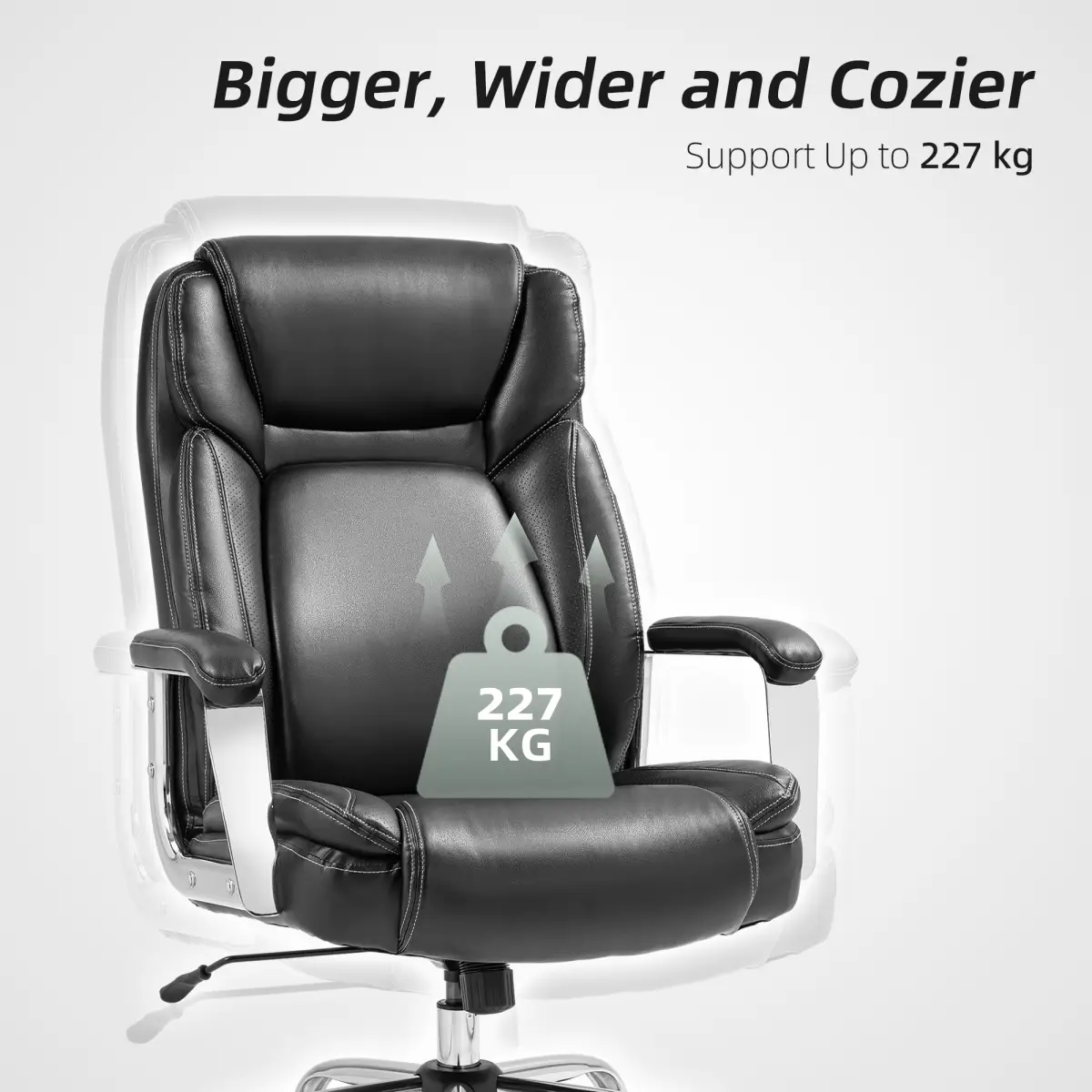 HOMCOM HOMCOM Faux Leather Desk Chair with Adjustable Height, 227kg 500LBS, Black - Office Chair