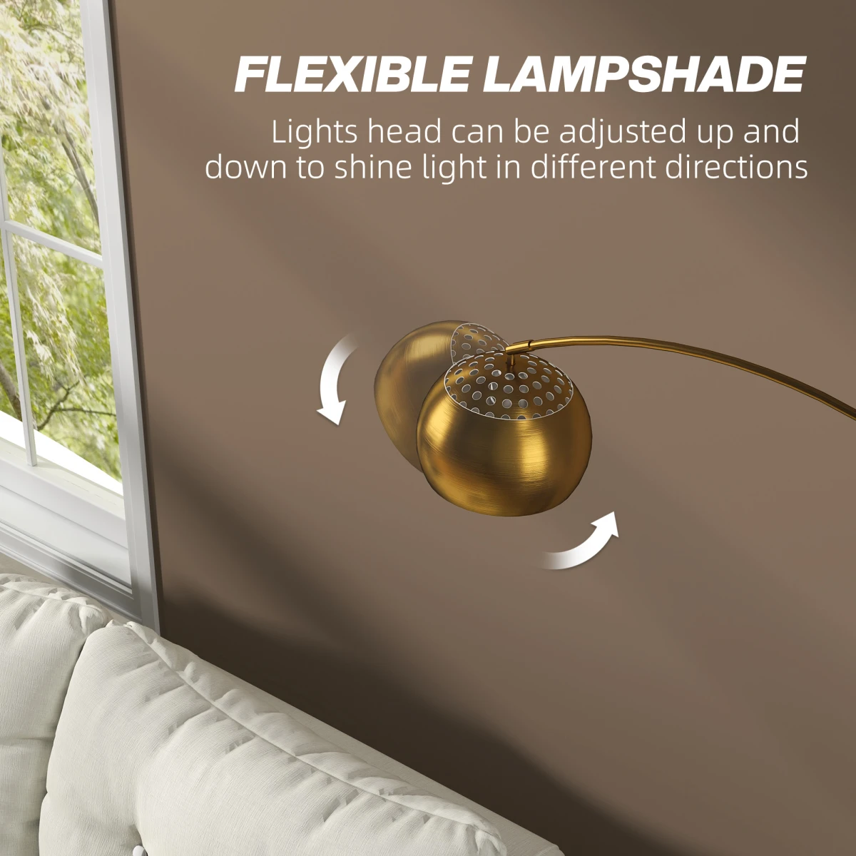 HOMCOM Arc Floor Lamp 60 Inches Flexible Design for Living Room by HOMCOM