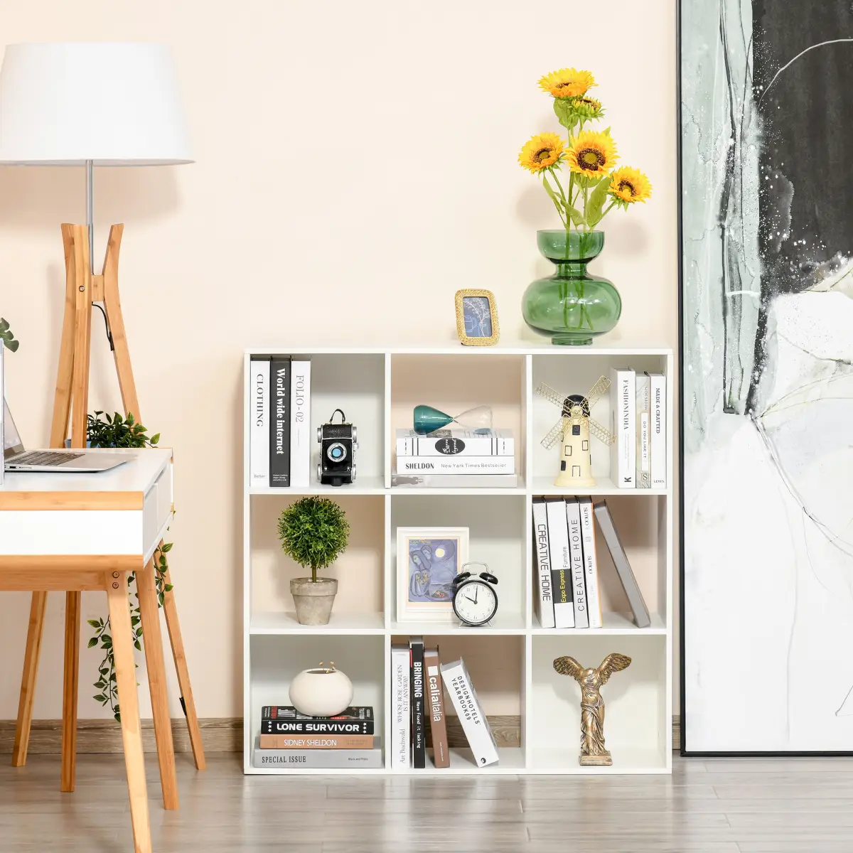 Unbranded 9 Cube Storage Cabinet Bookcase Bookshelf Home Office Shelf, White - Bookcase