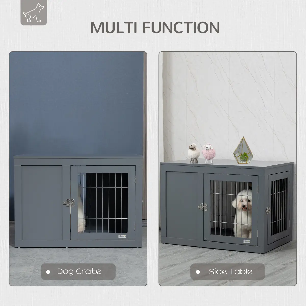 Unbranded Furniture-Style Dog Crate Two Lockable Doors, for Small & Medium Dogs Pawhut - Dog Crate