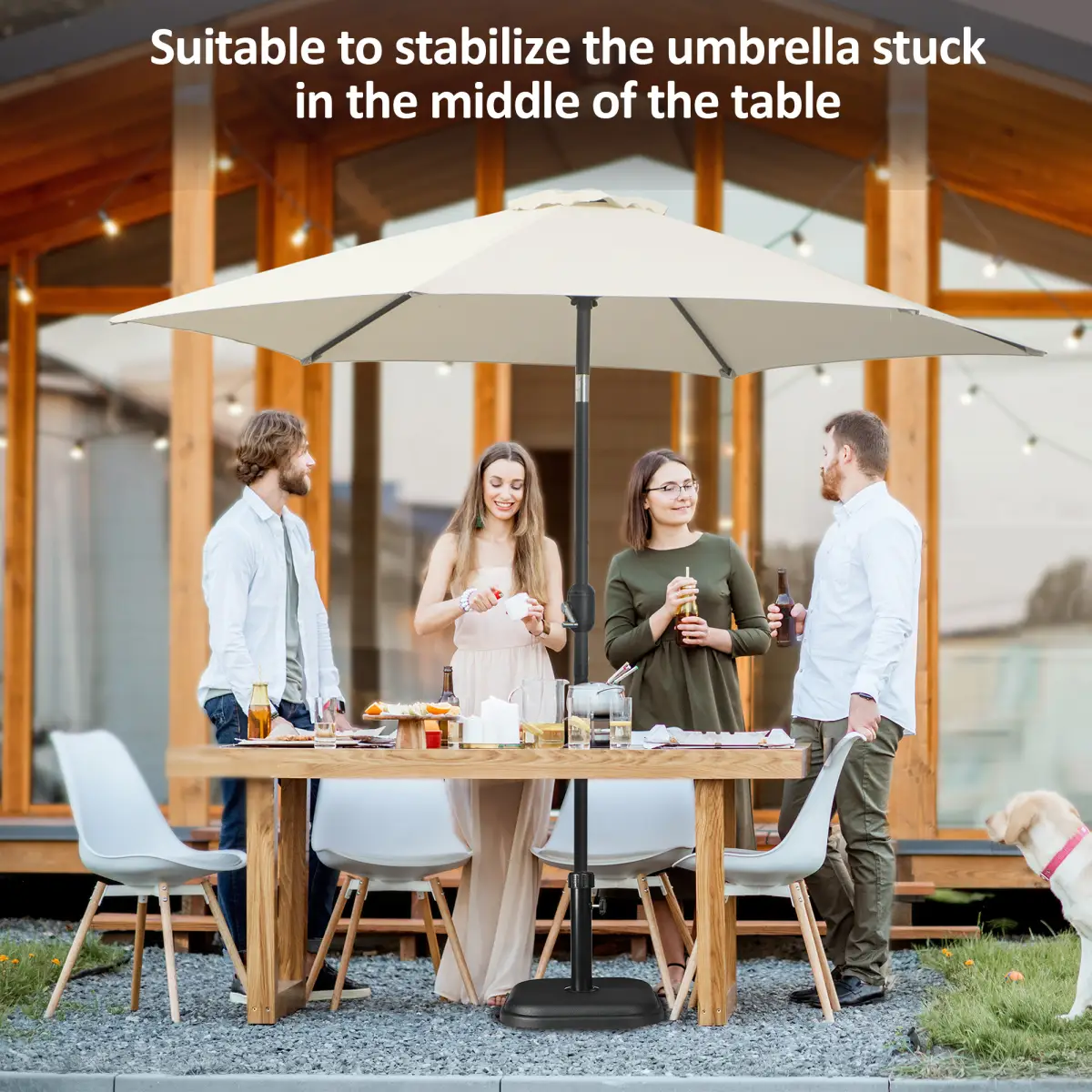 Outsunny 11kg Concrete Garden Parasol Base, Square Outdoor Table Umbrella Stand Holder - Parasol