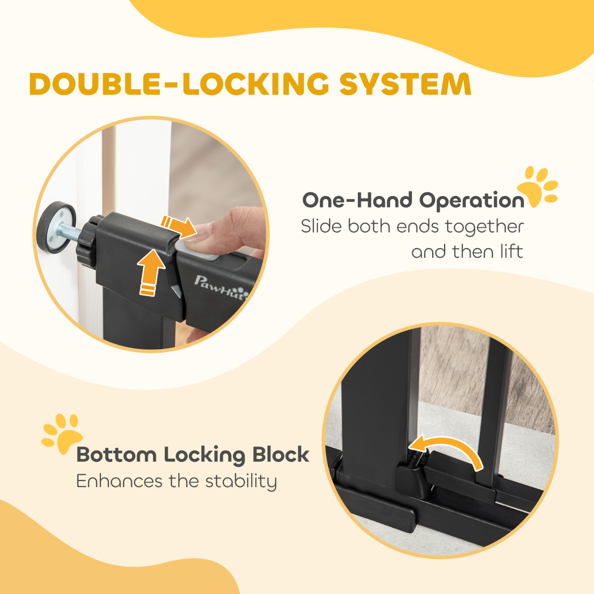 75-103 cm Extra Wide Pet Safety Gate, Stair Pressure Fit, Double Locking, Black - from Unbranded