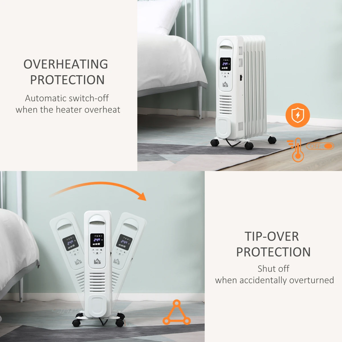 Homecom Oil Radiator 7-Fin LED Display Home Use by HOMCOM