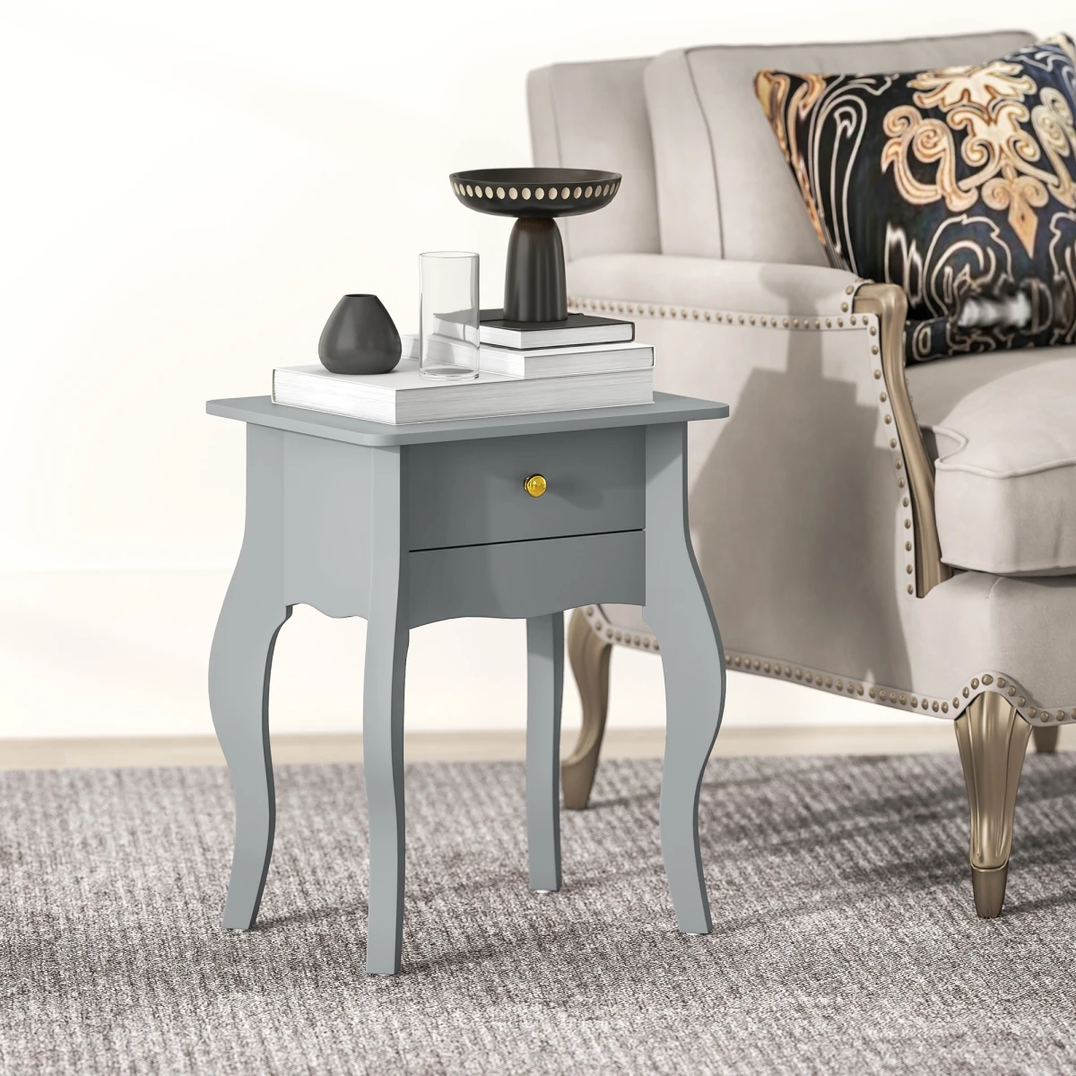 French Nightstand Compact AntiTip Bedroom by N/A