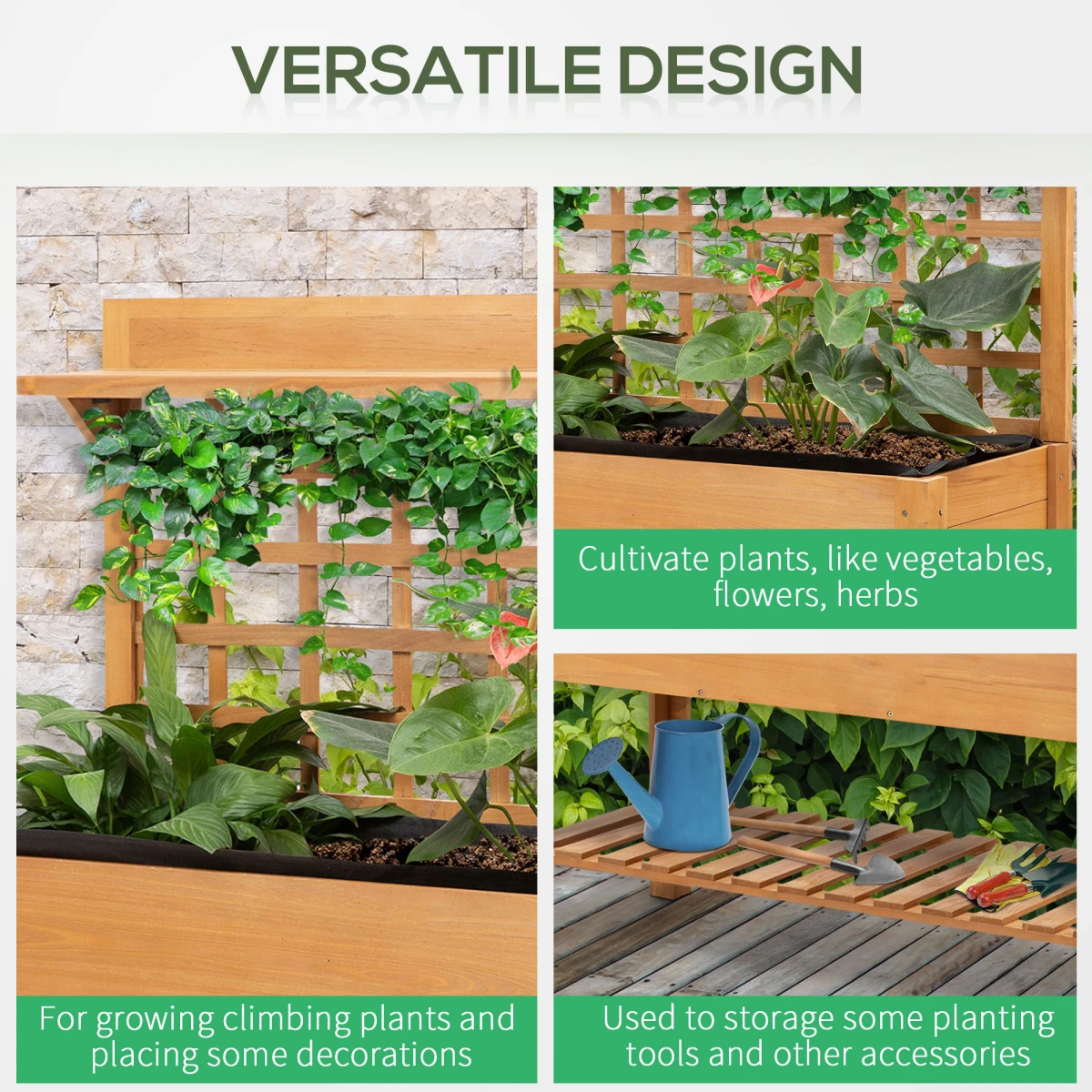 Outsunny Outsunny Wooden Planter 105x40x135cm Two Shelves Garden - Planters