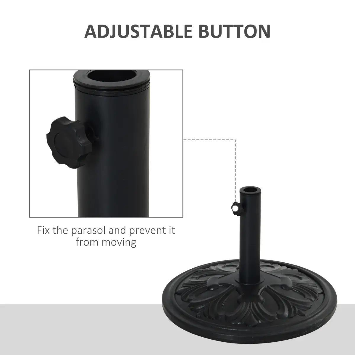 Outsunny Round Parasol Base Heavy Duty Cement Stand Umbrella Holder Garden - Parasol