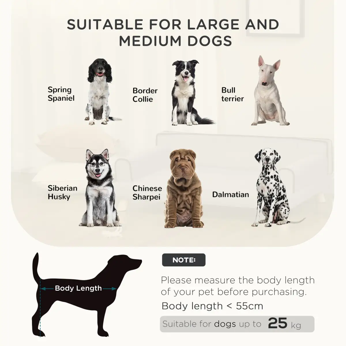 PawHut Pet Sofa for Large, Medium Dogs, with Wooden Legs Water-resistant Fabric, Grey - Dog Beds
