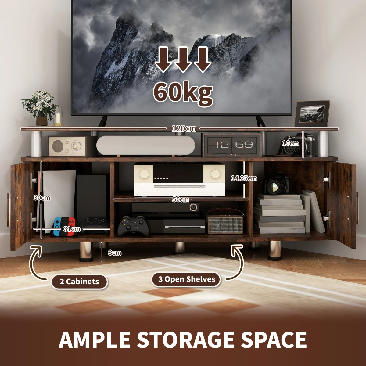 HOMCOM TV Unit Cabinet 120cm Length Storage Living Room by HOMCOM