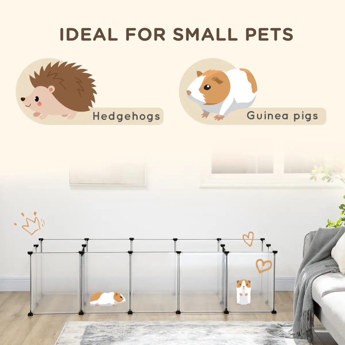 PawHut Pet Playpen, 18 Panels DIY Small Animal Cage for Guinea Pigs Hedgehogs - Pet Playpen