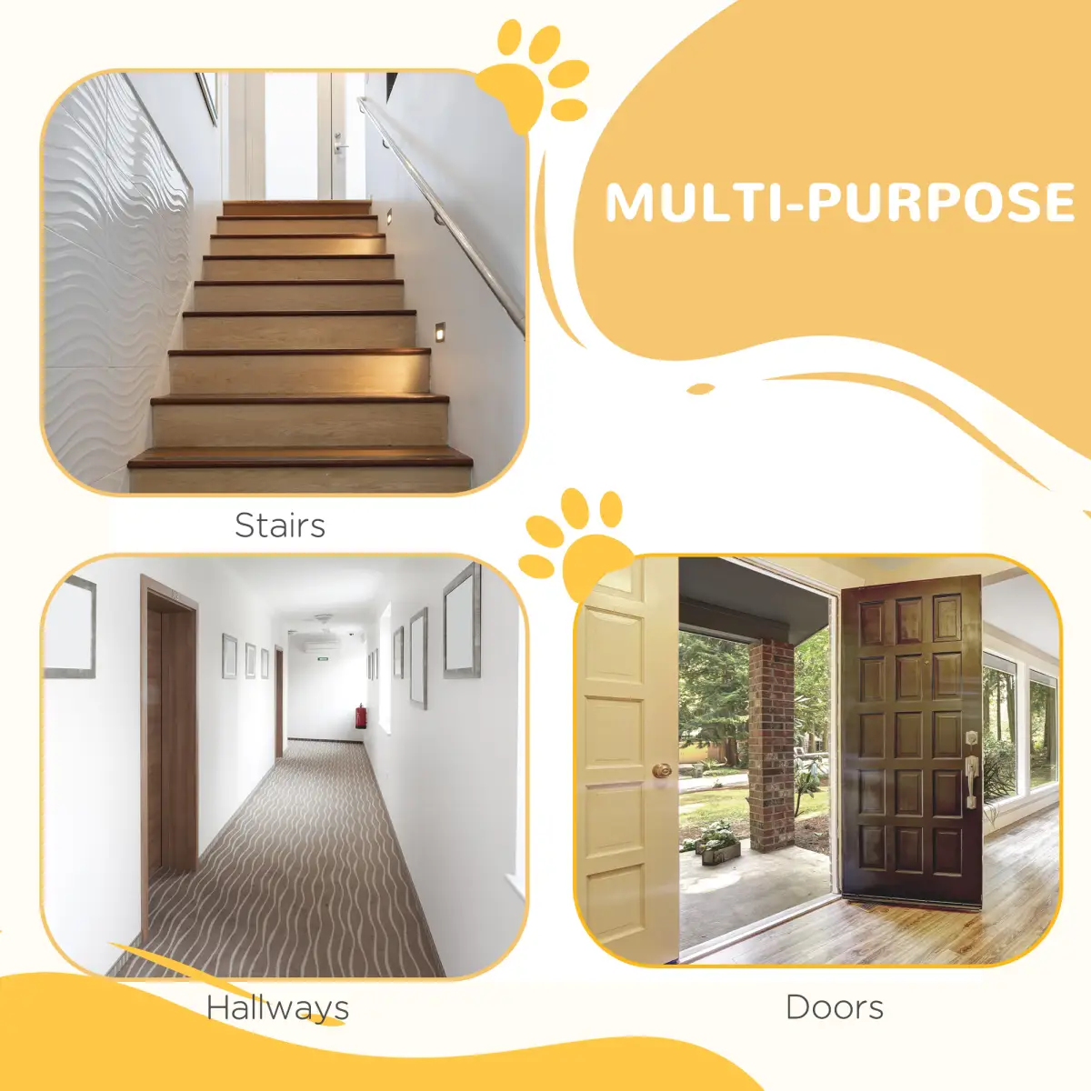 Pawhut Pressure Fit Dog Gate Pet Barrier for stairs doorway, 76-107cm Width White - Pet Gate