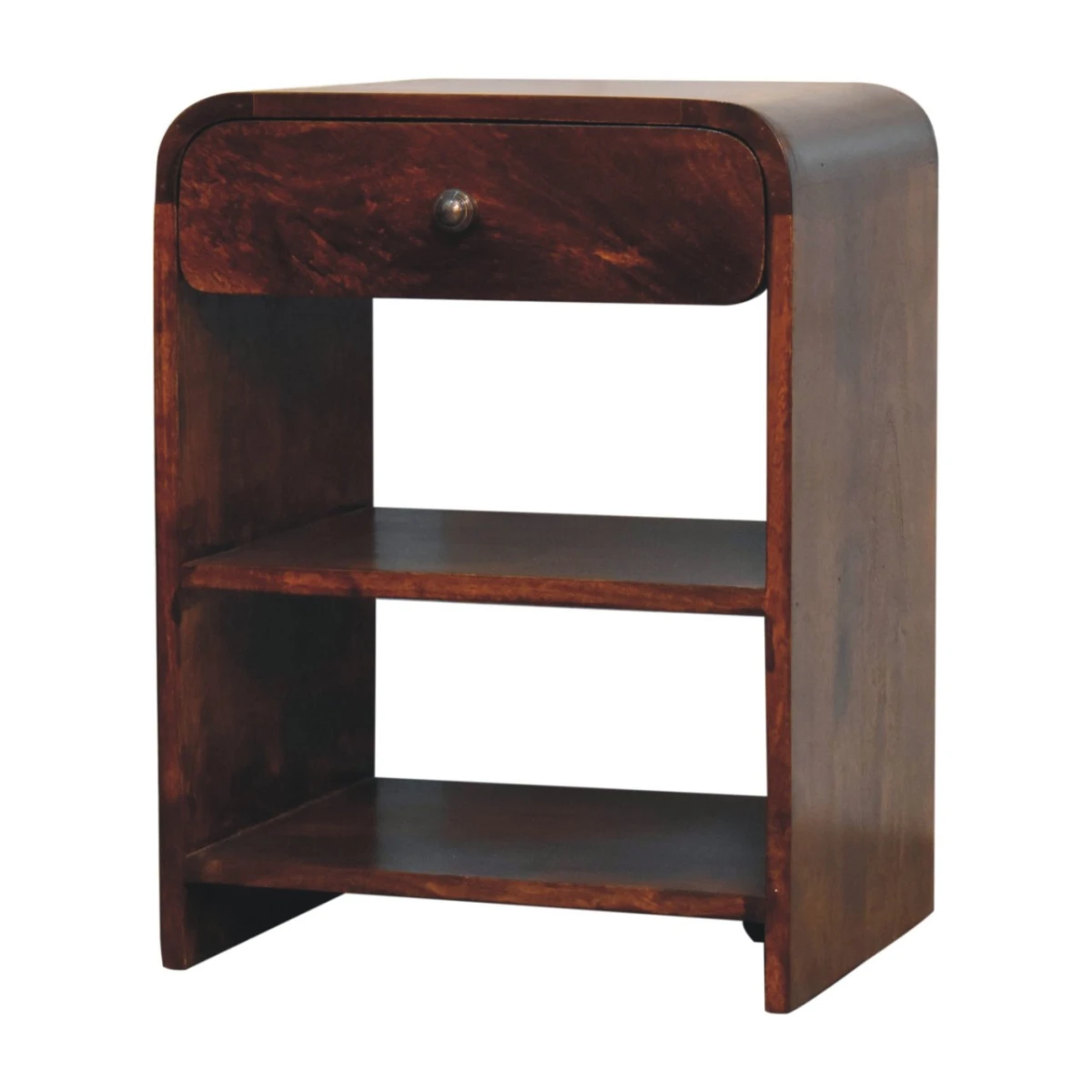 Artisan Furniture Artisan Bedside Table Aspen 18in Wide 14in Deep 24in High 1 Drawer 2 Open Shelves Bedroom Storage - Bedside Table