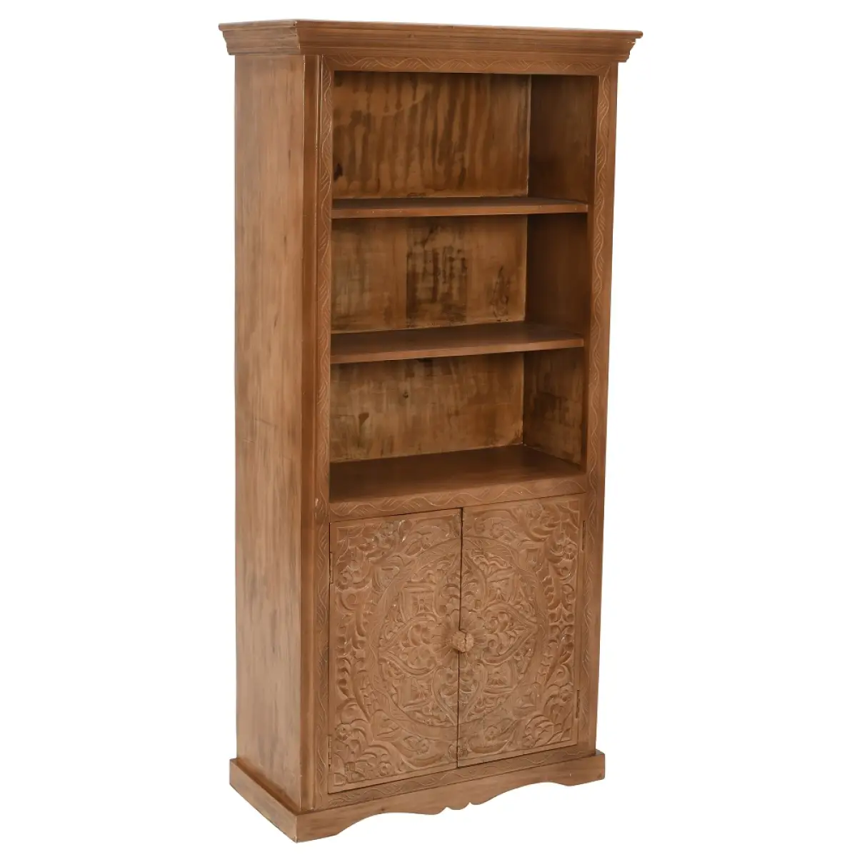Indian Hub Artwork Mango Wood Large Bookcase - Bookcase
