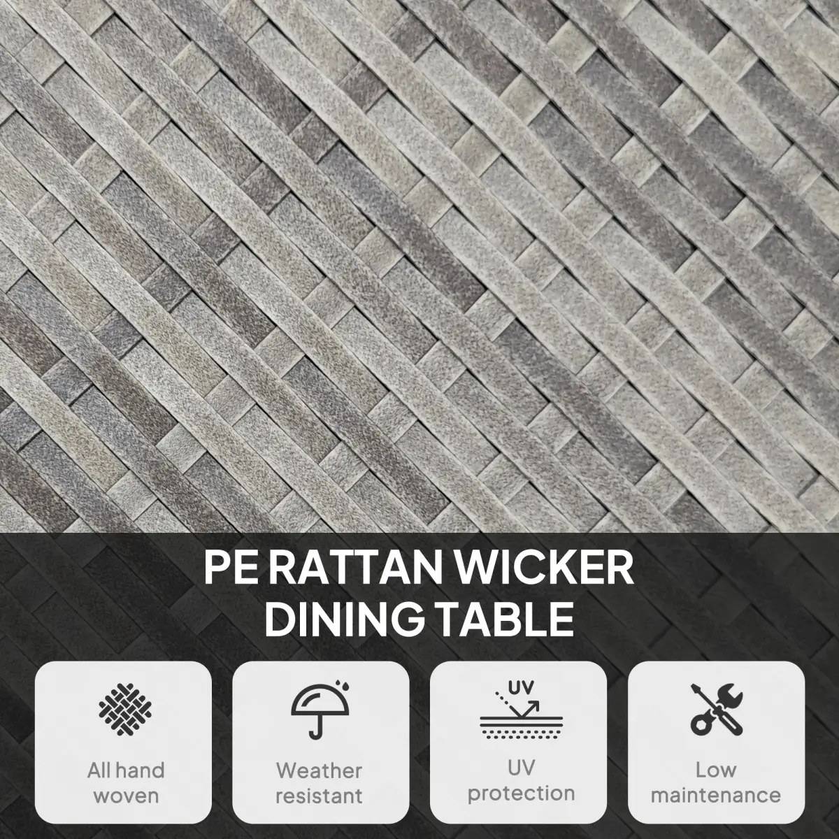 Outsunny Outsunny Outdoor PE Rattan Dining Table w/ Wood-plastic Composite Top, Grey - Garden Table