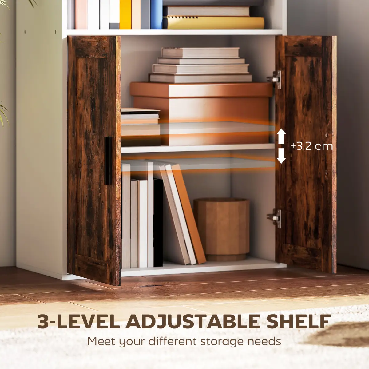HOMCOM HOMCOM 5-Tier Bookcase, Tall Bookshelf with Adjustable Shelf, Rustic Brown - Bookcase